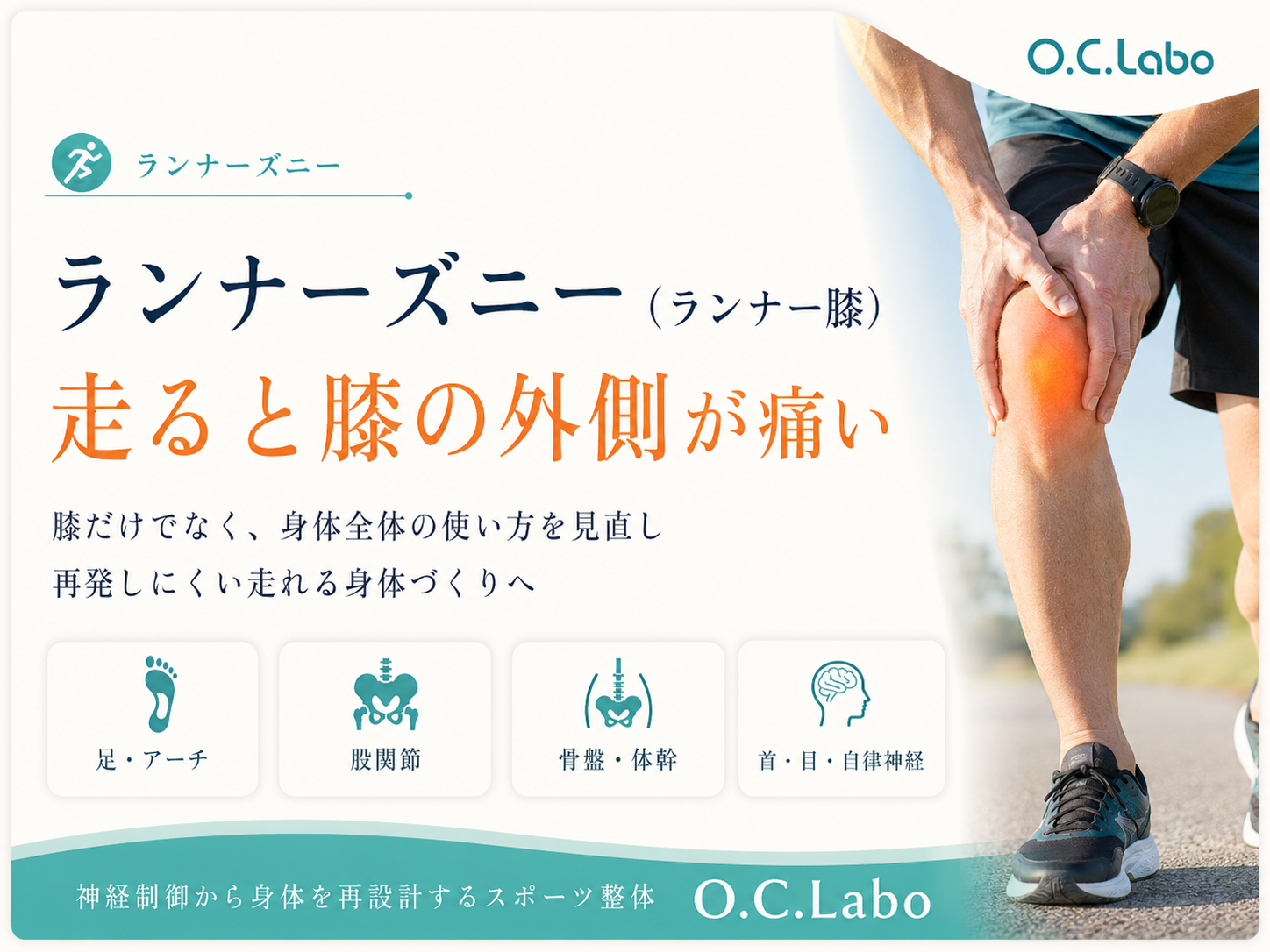 ランナーズニーで膝の外側に痛みを感じるランナー