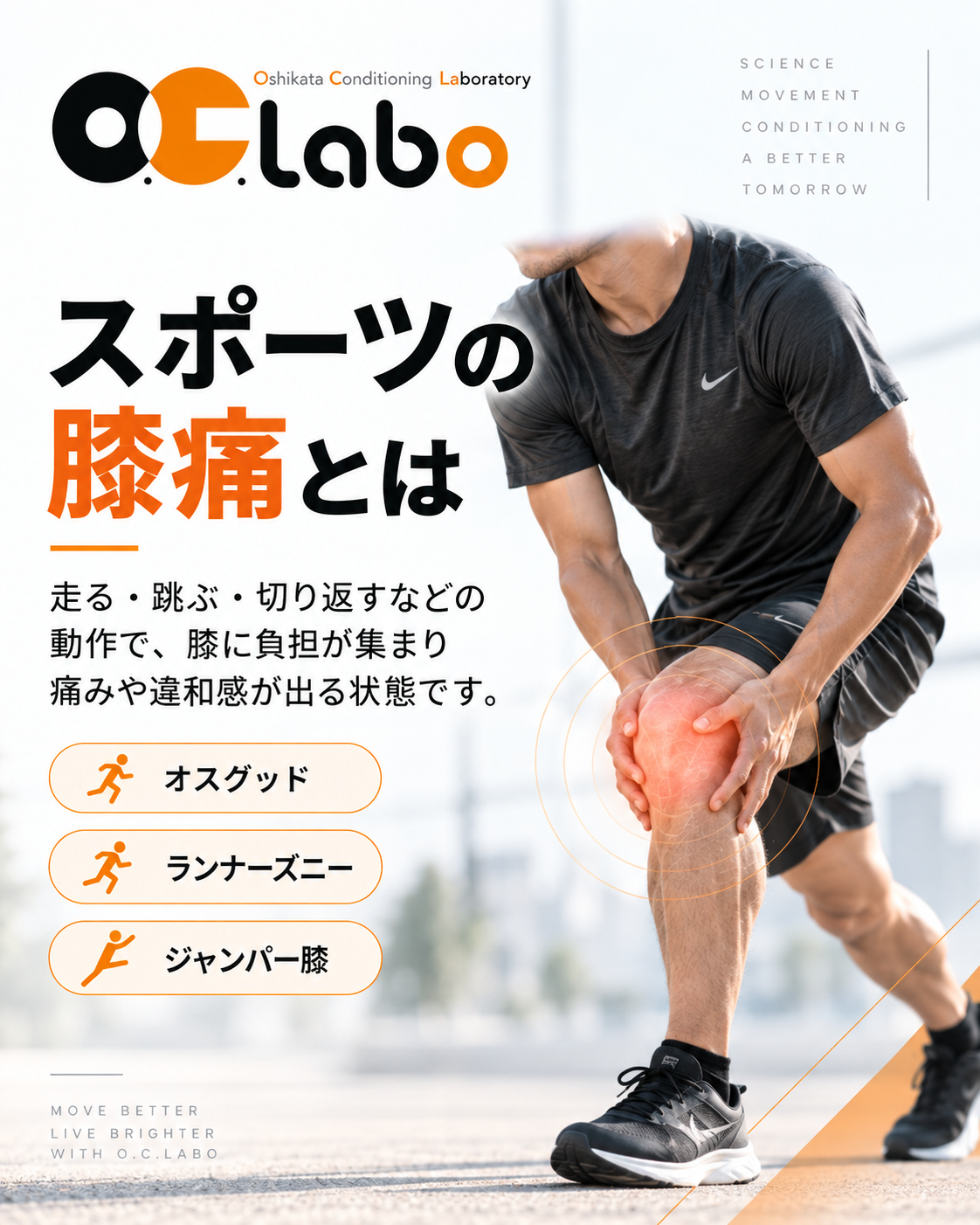 スポーツの膝痛に関わる動作と身体のつながり
