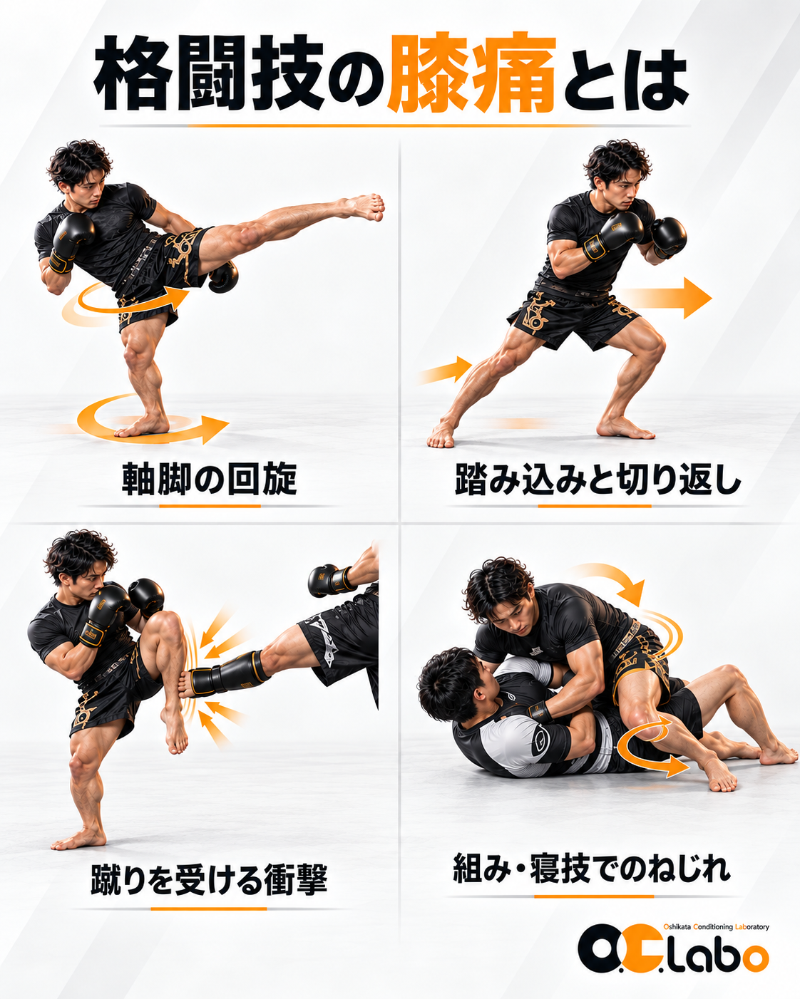 格闘技で膝に負担がかかる4つの場面