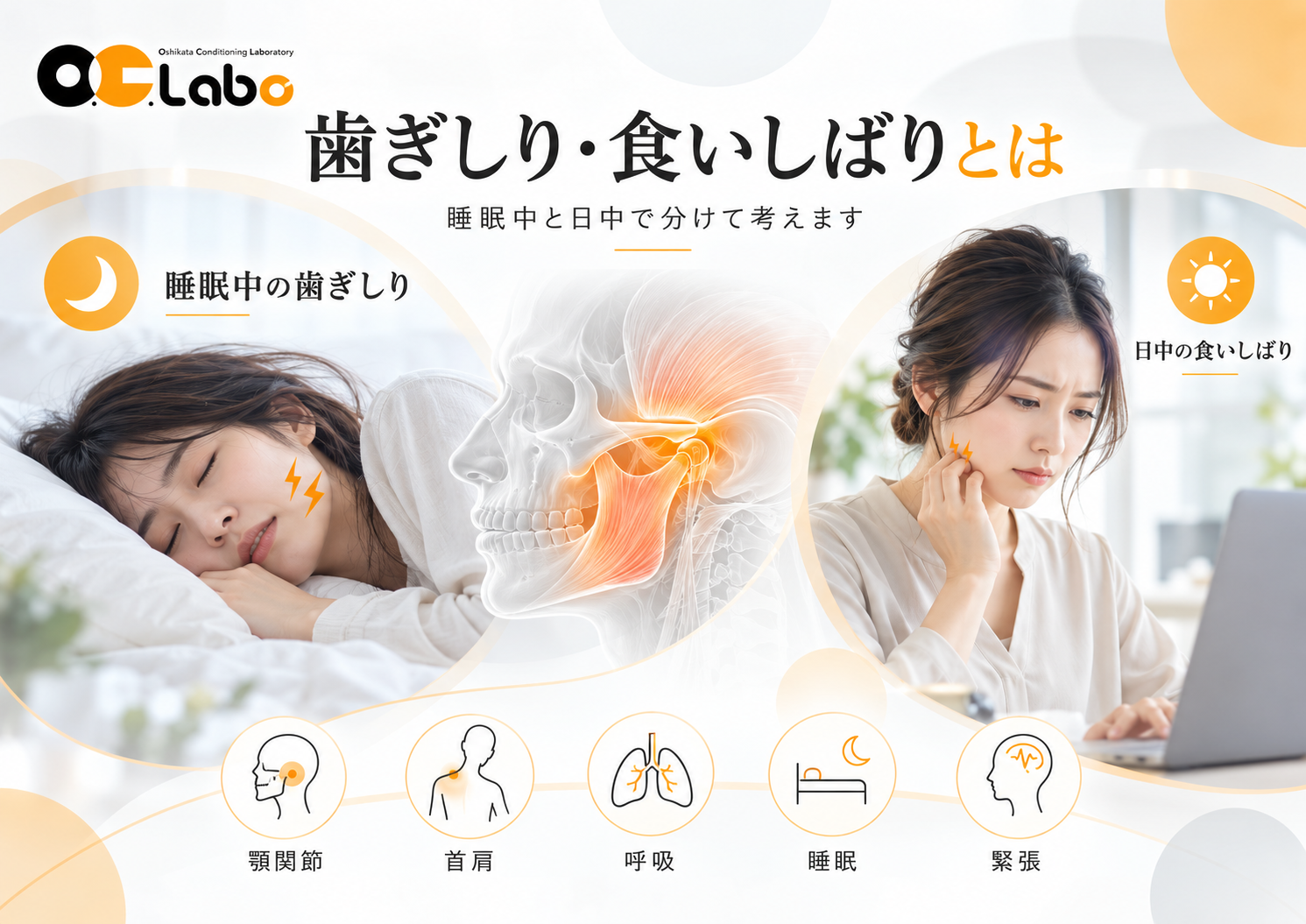 睡眠中の歯ぎしりと日中の食いしばりの違い